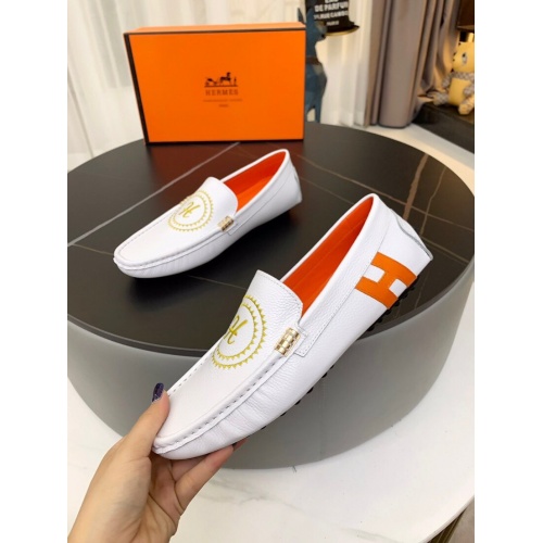 Replica Hermes Leather Shoes For Men #857568 $72.00 USD for Wholesale