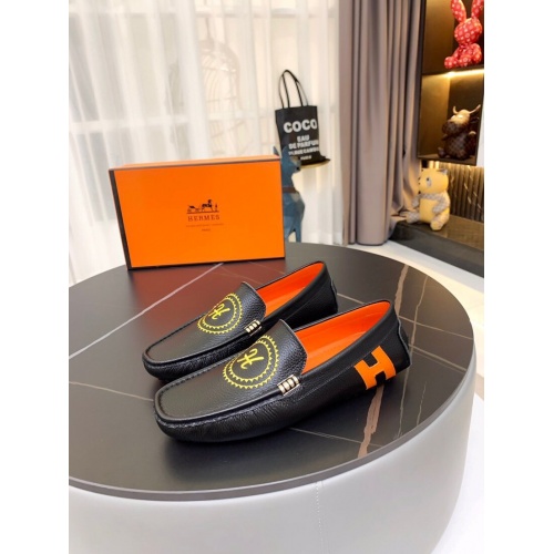 Replica Hermes Leather Shoes For Men #857569 $72.00 USD for Wholesale
