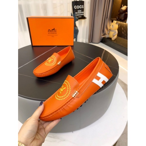 Replica Hermes Leather Shoes For Men #857570 $72.00 USD for Wholesale