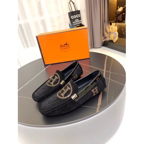 Replica Hermes Leather Shoes For Men #857585 $72.00 USD for Wholesale