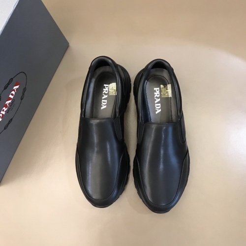 Replica Prada Leather Shoes For Men #858163 $76.00 USD for Wholesale