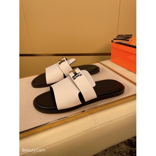 Replica Hermes Slippers For Men #858335 $48.00 USD for Wholesale
