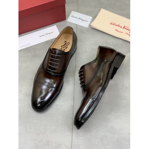 Replica Ferragamo Leather Shoes For Men #859313 $88.00 USD for Wholesale
