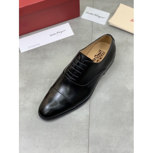 Replica Ferragamo Leather Shoes For Men #859314 $88.00 USD for Wholesale