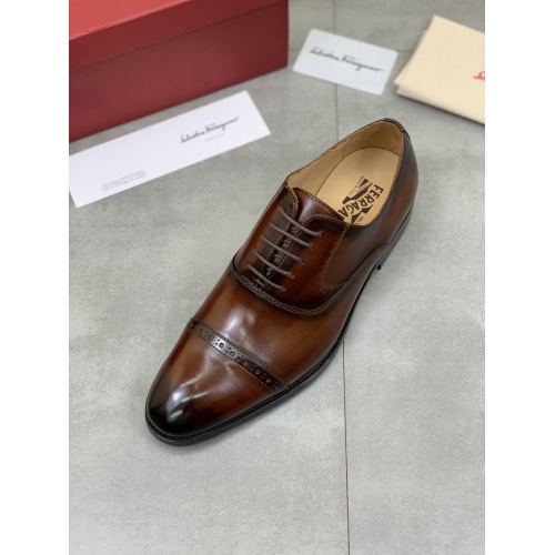 Replica Ferragamo Leather Shoes For Men #859318 $88.00 USD for Wholesale