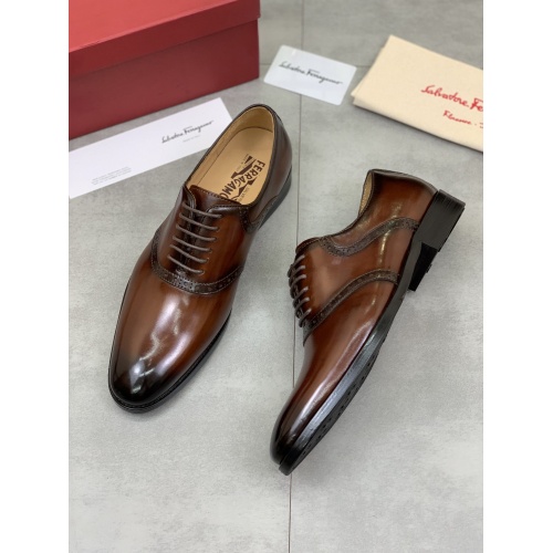 Replica Ferragamo Leather Shoes For Men #859322 $88.00 USD for Wholesale