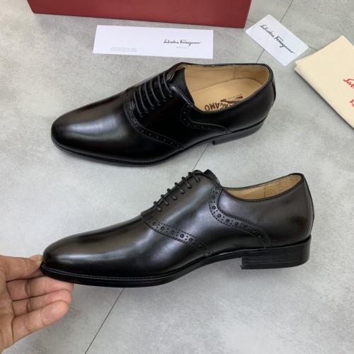 Replica Ferragamo Leather Shoes For Men #859323 $88.00 USD for Wholesale