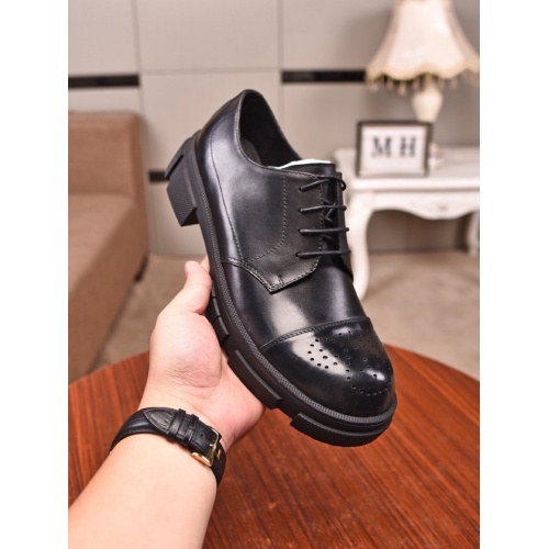 Replica Prada Leather Shoes For Men #859361 $85.00 USD for Wholesale