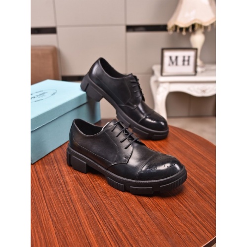 Replica Prada Leather Shoes For Men #859363 $85.00 USD for Wholesale