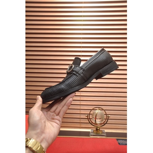 Replica Ferragamo Leather Shoes For Men #859555 $82.00 USD for Wholesale