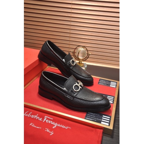 Replica Ferragamo Leather Shoes For Men #859555 $82.00 USD for Wholesale