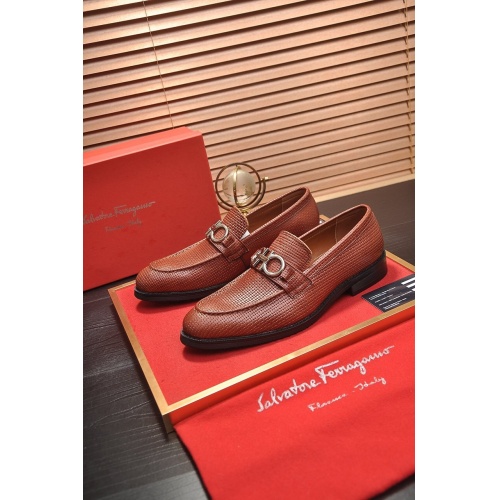 Replica Ferragamo Leather Shoes For Men #859556 $82.00 USD for Wholesale