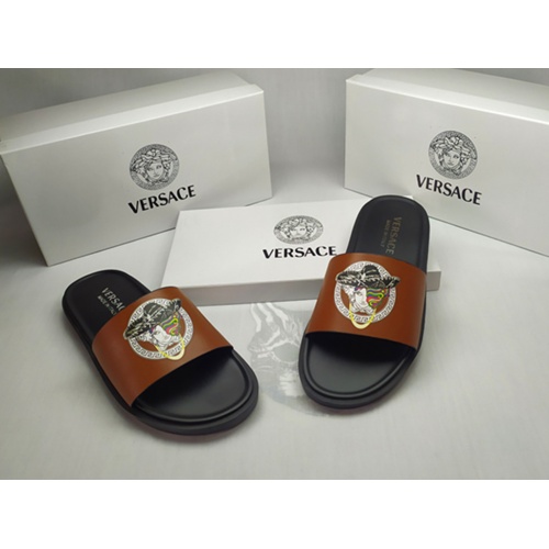 Replica Versace Slippers For Men #861273 $40.00 USD for Wholesale
