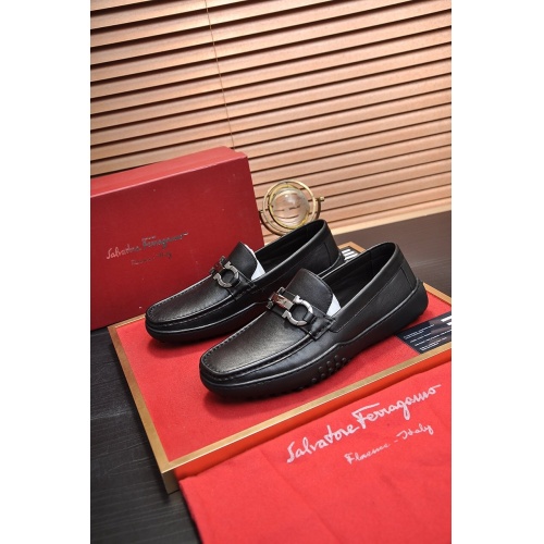Replica Ferragamo Leather Shoes For Men #863474 $92.00 USD for Wholesale