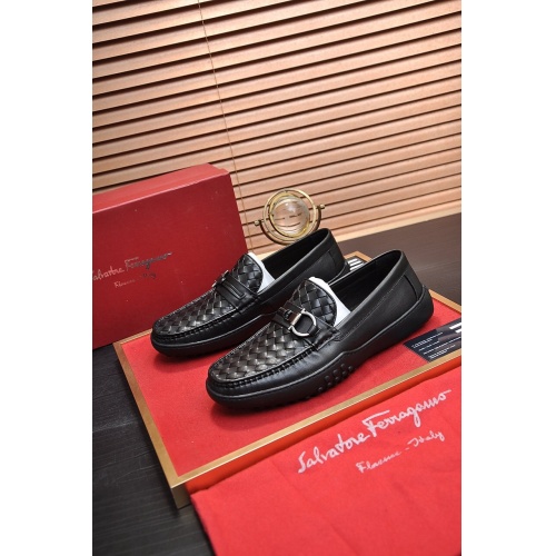Replica Ferragamo Leather Shoes For Men #863475 $92.00 USD for Wholesale