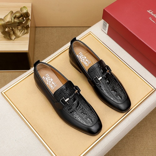 Replica Ferragamo Leather Shoes For Men #863563 $82.00 USD for Wholesale