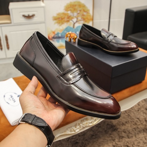 Replica Prada Leather Shoes For Men #864771 $85.00 USD for Wholesale