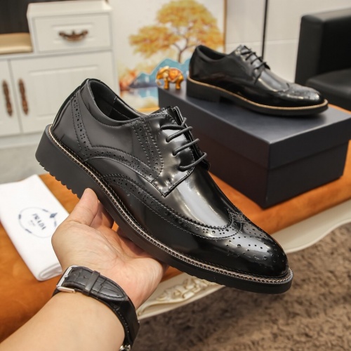 Replica Prada Leather Shoes For Men #864773 $85.00 USD for Wholesale