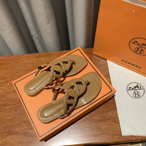 Replica Hermes Slippers For Women #865665 $52.00 USD for Wholesale