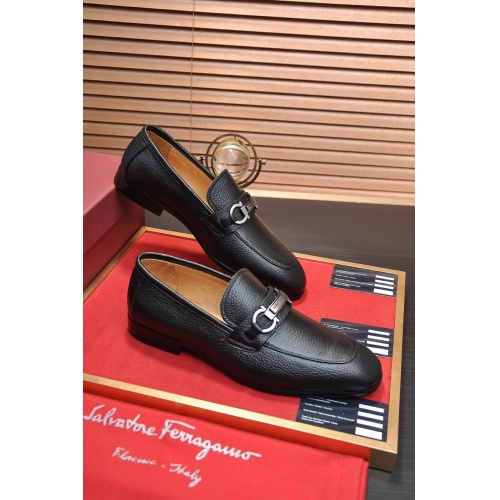 Replica Ferragamo Leather Shoes For Men #867518 $100.00 USD for Wholesale