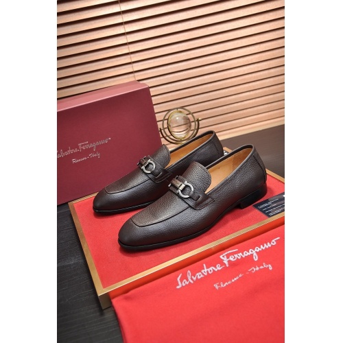 Replica Ferragamo Leather Shoes For Men #867519 $100.00 USD for Wholesale