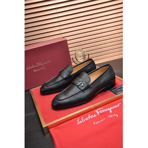Replica Ferragamo Leather Shoes For Men #867522 $100.00 USD for Wholesale