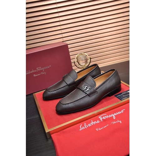 Replica Ferragamo Leather Shoes For Men #867523 $100.00 USD for Wholesale