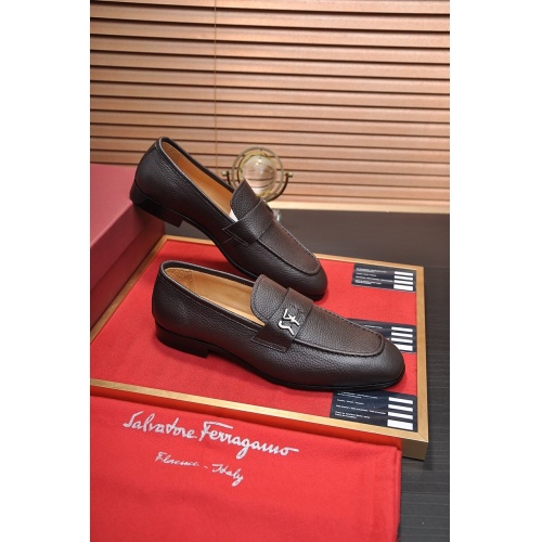 Replica Ferragamo Leather Shoes For Men #867523 $100.00 USD for Wholesale