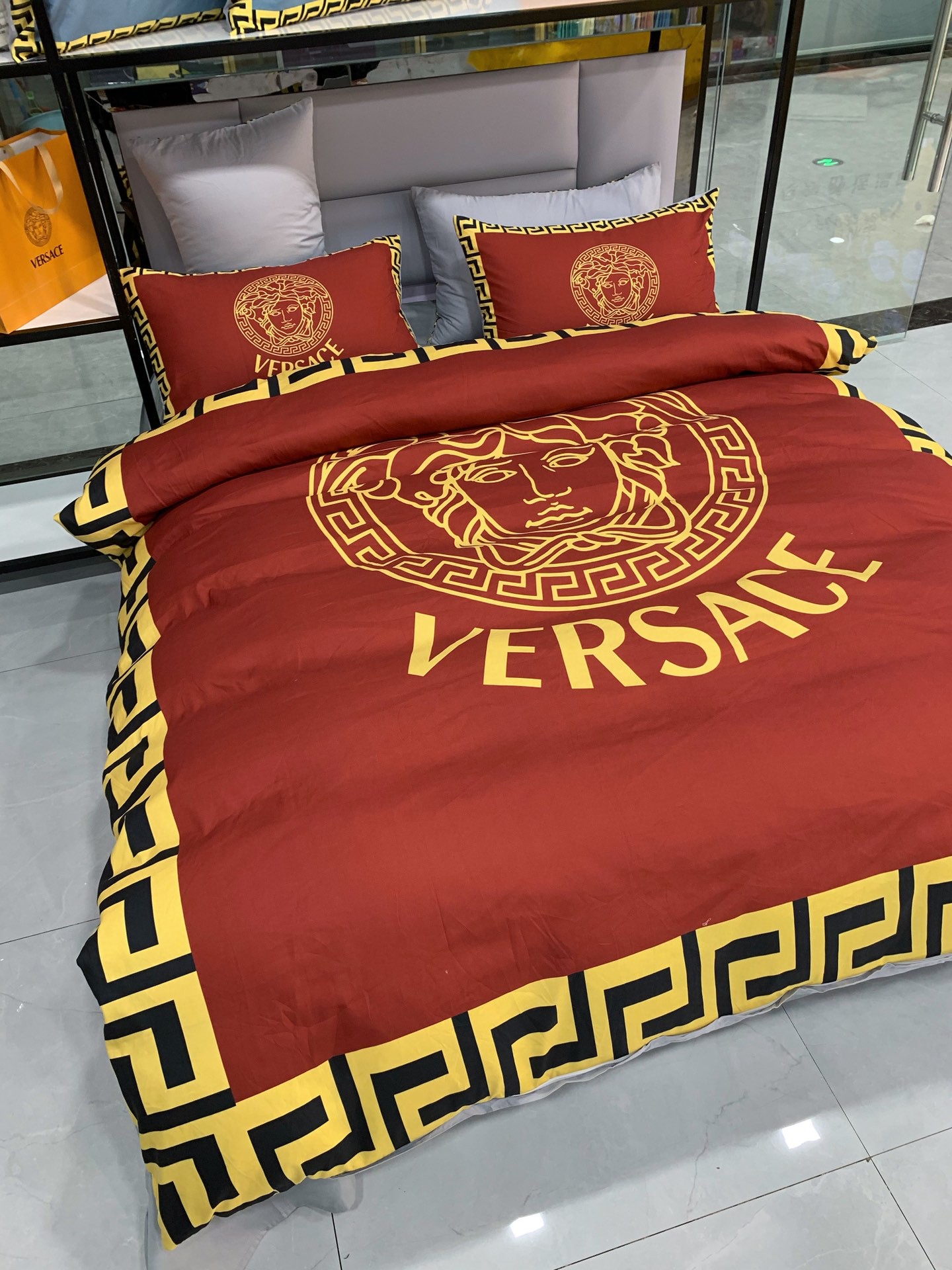 red versace blanket