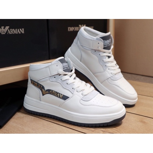Armani High Tops Shoes For Men #870085 $85.00 USD, Wholesale Replica Armani High Tops Shoes