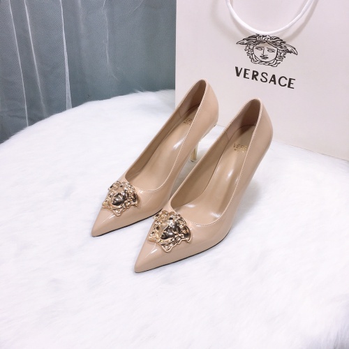 Versace High-Heeled Shoes For Women #870529 $72.00 USD, Wholesale Replica Versace High-Heeled Shoes