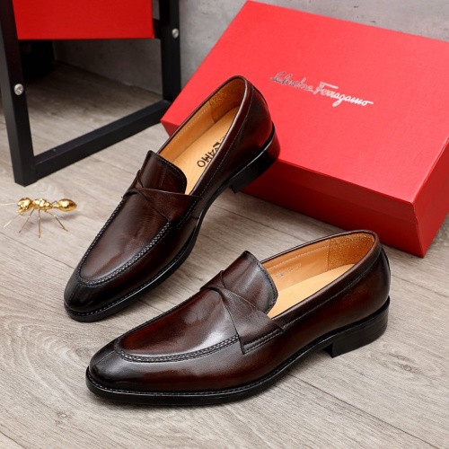 Replica Ferragamo Leather Shoes For Men #872130 $85.00 USD for Wholesale