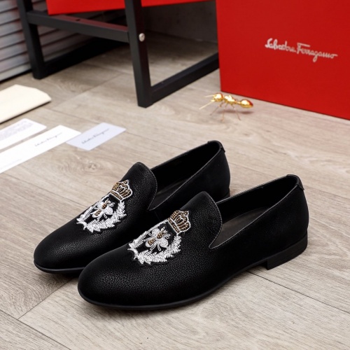 Replica Ferragamo Leather Shoes For Men #872134 $92.00 USD for Wholesale
