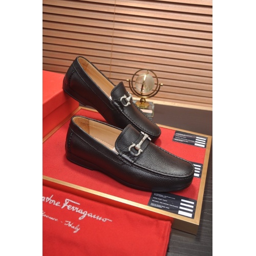 Replica Ferragamo Leather Shoes For Men #875582 $88.00 USD for Wholesale