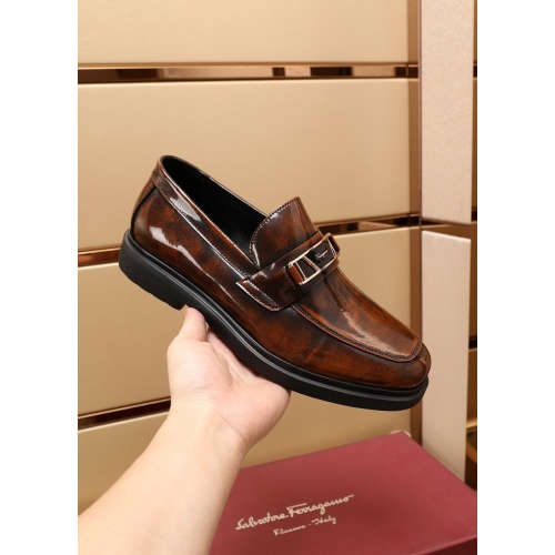 Replica Ferragamo Leather Shoes For Men #875646 $88.00 USD for Wholesale