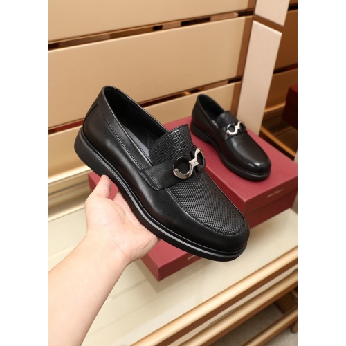 Replica Ferragamo Leather Shoes For Men #875654 $88.00 USD for Wholesale