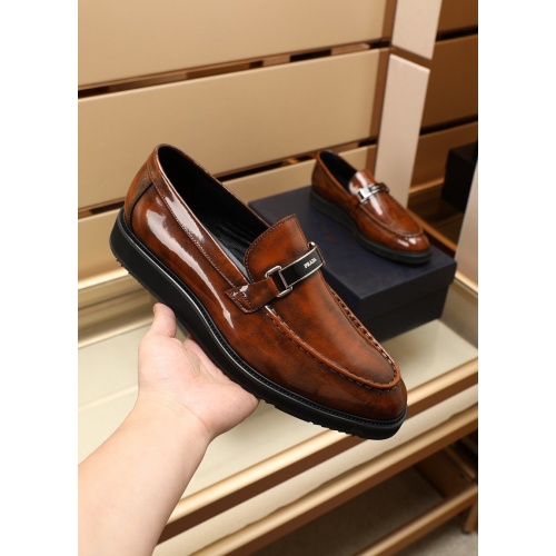 Replica Prada Leather Shoes For Men #875673 $88.00 USD for Wholesale