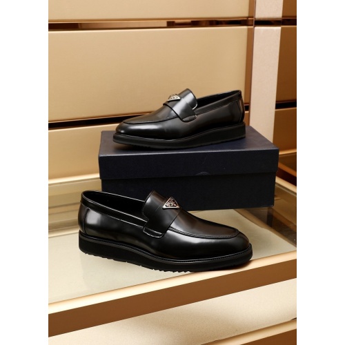 Replica Prada Leather Shoes For Men #875674 $88.00 USD for Wholesale