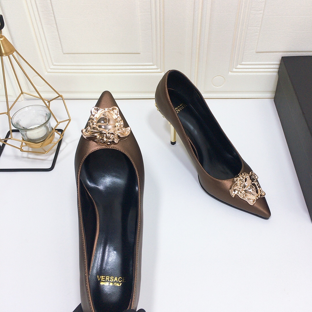 versace green high heels