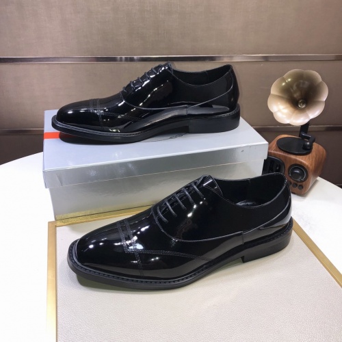 Replica Prada Leather Shoes For Men #879822 $85.00 USD for Wholesale