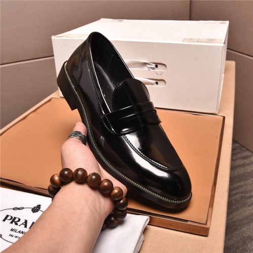 Replica Prada Leather Shoes For Men #881356 $85.00 USD for Wholesale