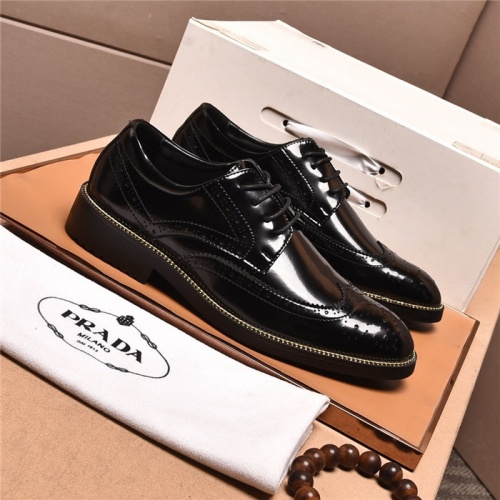Replica Prada Leather Shoes For Men #881358 $85.00 USD for Wholesale