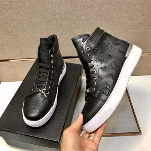 Replica Philipp Plein PP High Tops Shoes For Men #884023 $96.00 USD for Wholesale