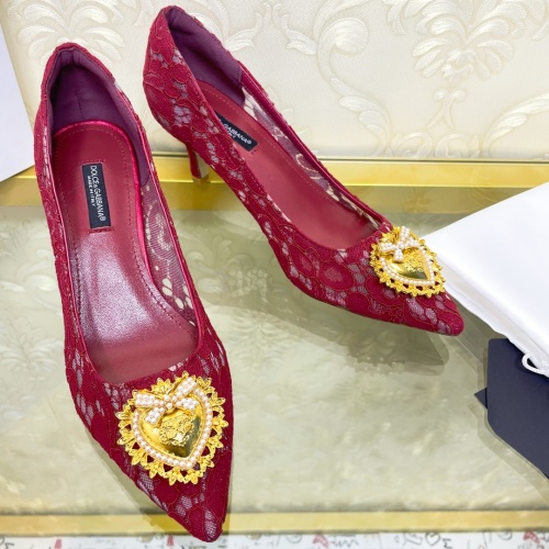Replica Dolce & Gabbana D&G High-Heeled Shoes For Women #887606 $80.00 USD for Wholesale