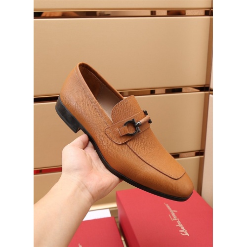 Replica Salvatore Ferragamo Leather Shoes For Men #887957 $118.00 USD for Wholesale