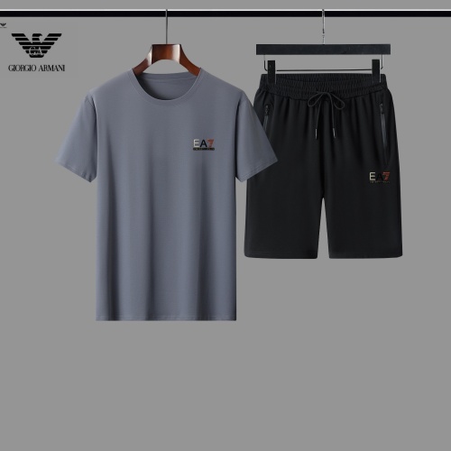Armani Tracksuits Short Sleeved For Men #888457 $56.00 USD, Wholesale Replica Armani Tracksuits
