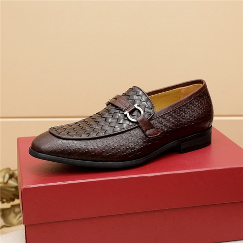 Replica Salvatore Ferragamo Leather Shoes For Men #891795 $80.00 USD for Wholesale