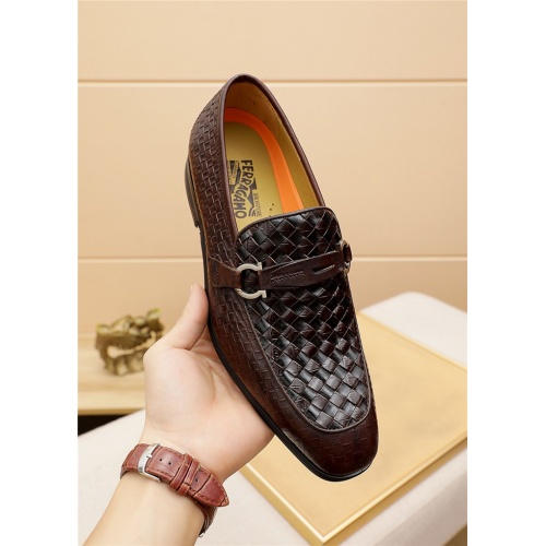 Replica Salvatore Ferragamo Leather Shoes For Men #891795 $80.00 USD for Wholesale