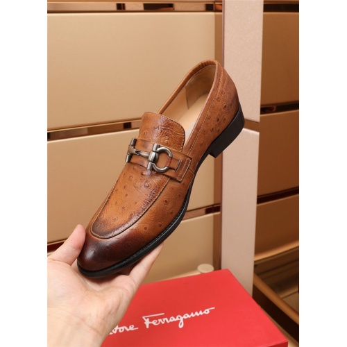 Replica Salvatore Ferragamo Leather Shoes For Men #891807 $82.00 USD for Wholesale