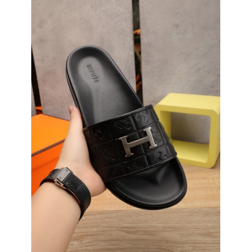 Replica Hermes Slippers For Men #893140 $52.00 USD for Wholesale